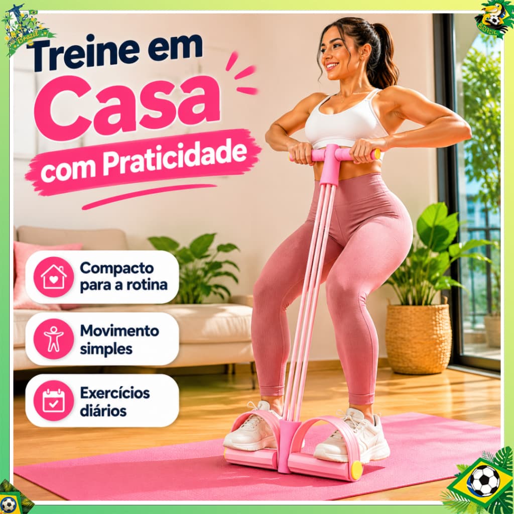 Kit 2 Peças Extensor Elástico com Pedais e Faixas de Látex Natural – Treino de Resistência