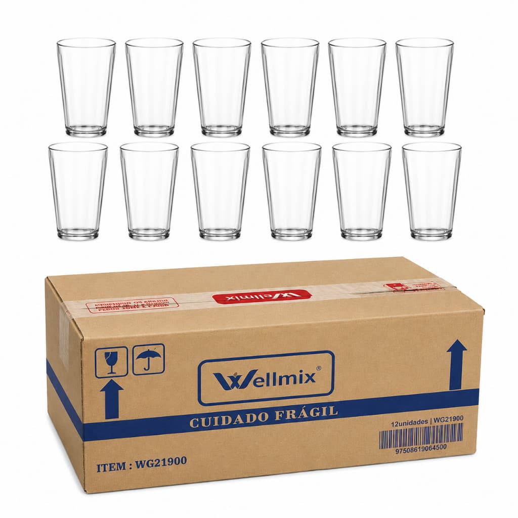 Kit Copos de Vidro Transparente 300ml Wellmix Copo de Cerveja Café para Bar