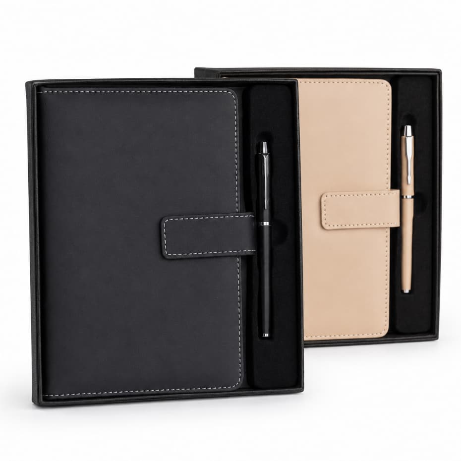 Kit Executivo Caderno Caderneta e Caneta Com Fecho Magnético Escritório Elegante Caixa Premium