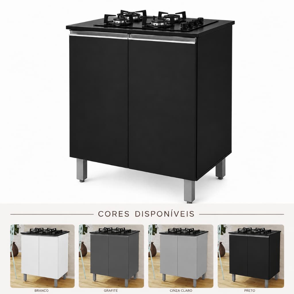Balcão para Cooktop com 70cm 2 Portas para Cozinha Moderna