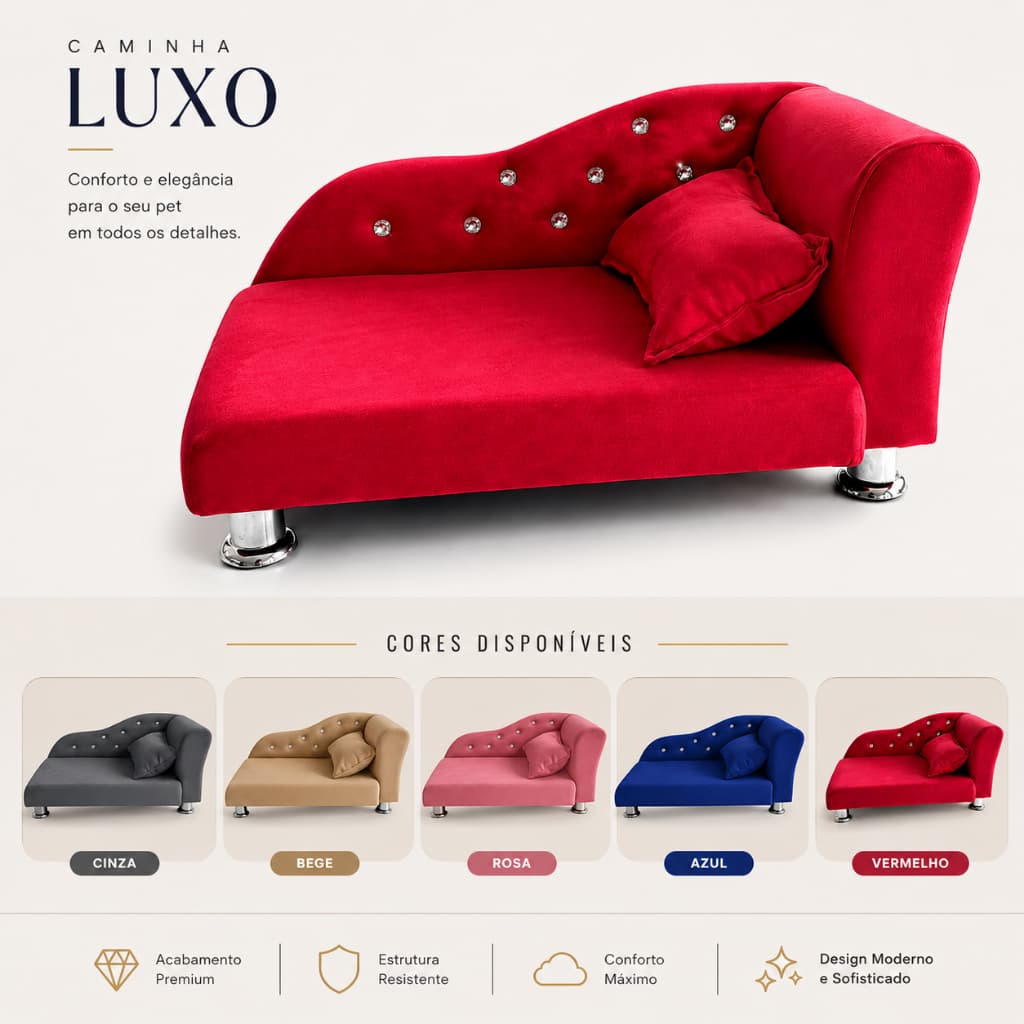 Caminha Pet Modelo Luxo Sofá para Cachorros e Gatos Com Almofada Confortável
