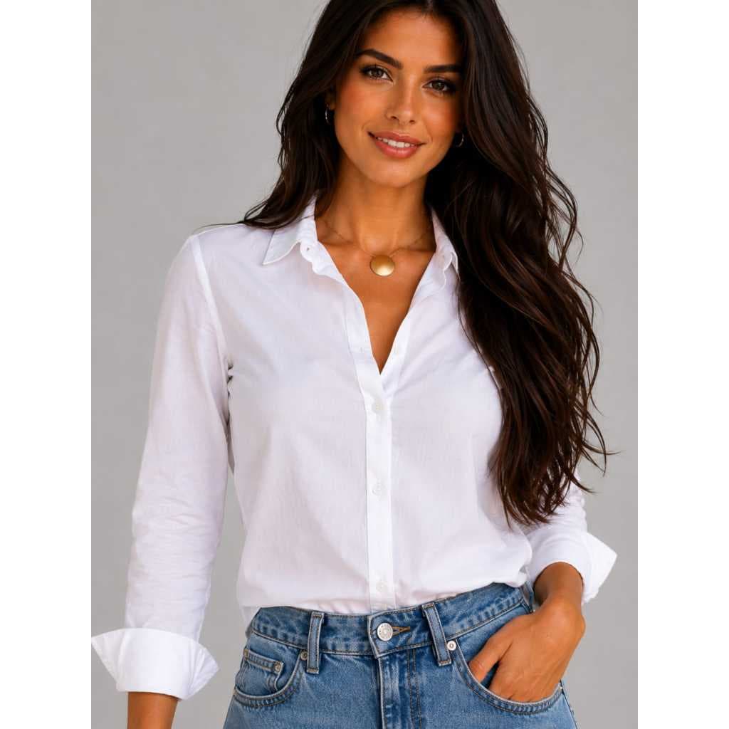 Camisa Social Feminina Viscolinho Manga Longa Blusa Elegante Casual Trabalho Dia a Dia