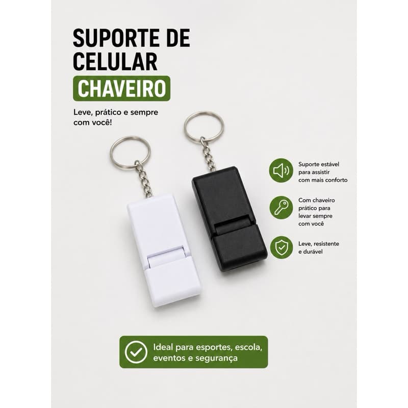 Suporte de Celular Chaveiro Dobrável Portátil | Porta Celular de Mesa Compacto para Smartphone