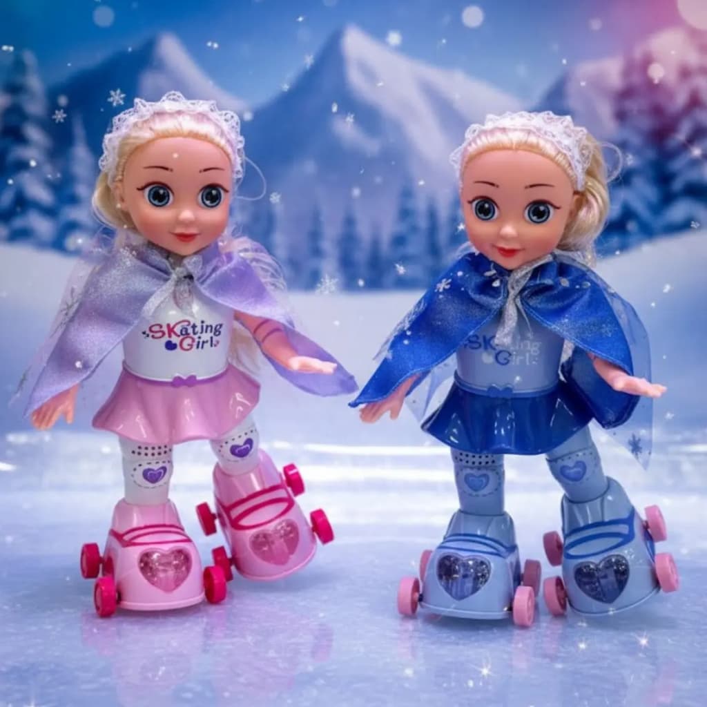 Boneca Patins Patinadora Com Luzes Coloridas E Musica