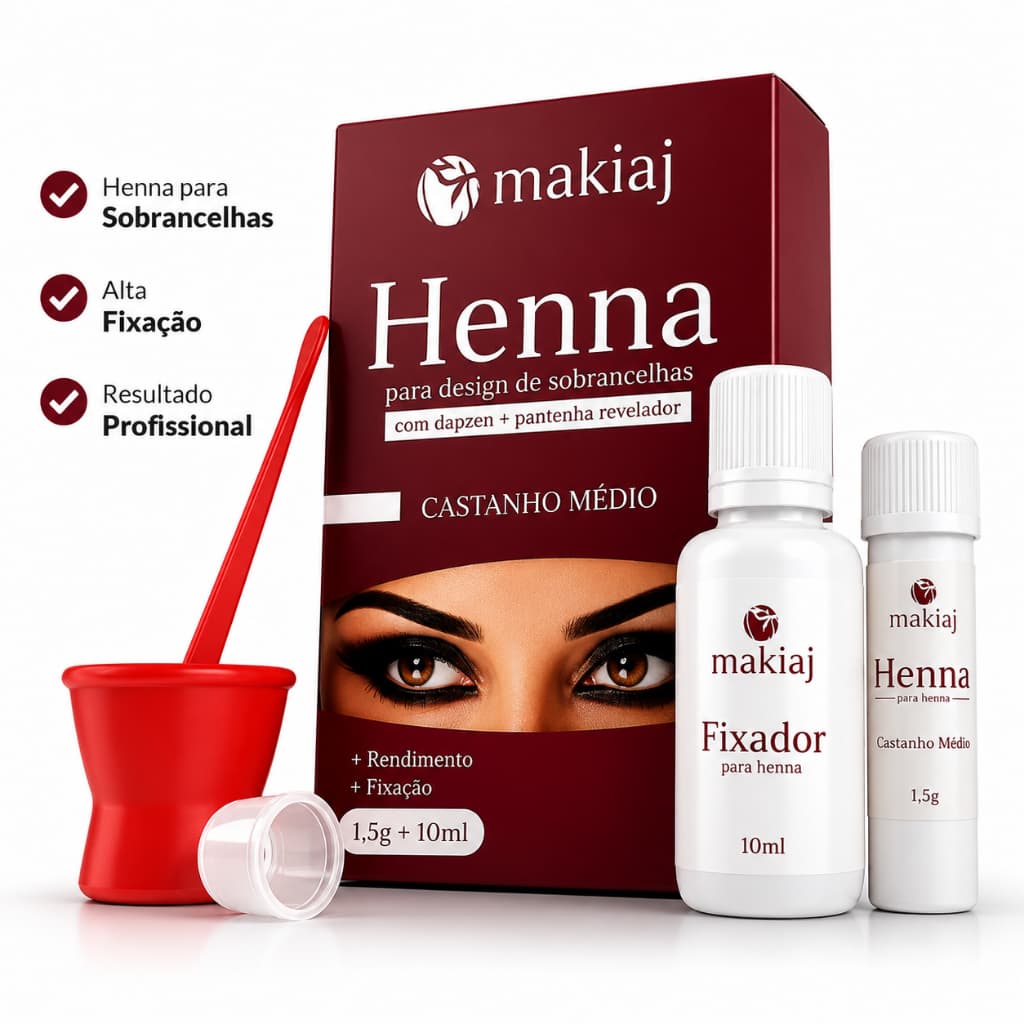 Henna Para Sobrancelhas Makiaj Original Kit Completo Alta Fixação Longa Duração Profissional