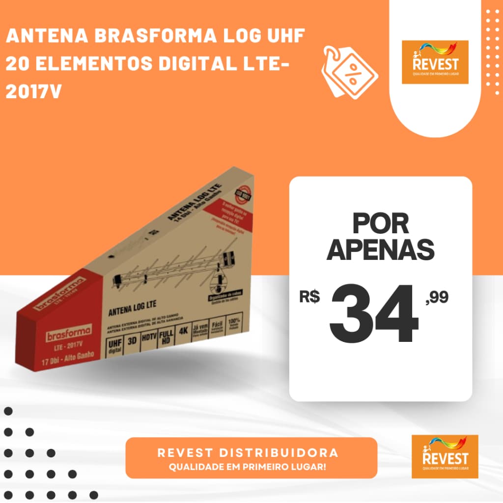 Antena Brasforma Log Uhf 20 Elementos Digital Lte-2017V