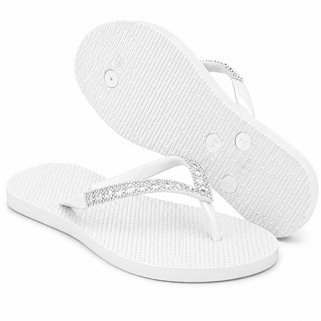 Chinelo Slim Feminino com Strass Confortável e Elegante Dia a Dia Do 33 Ao 40 Piscina Praia Verão