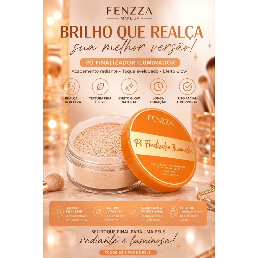 Pó Finalizador Iluminador Fenzza – Efeito Glow Natural