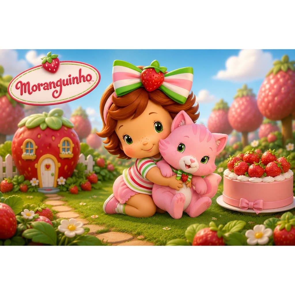 Painel Festa decorativo infantil moranguinho morango baby