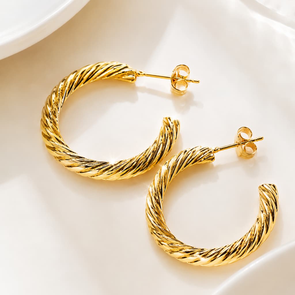 Brinco Aço Inoxidável Dourado Argola Feminino Elegante Moderno Tendência Não Escure Minimalista Luxo