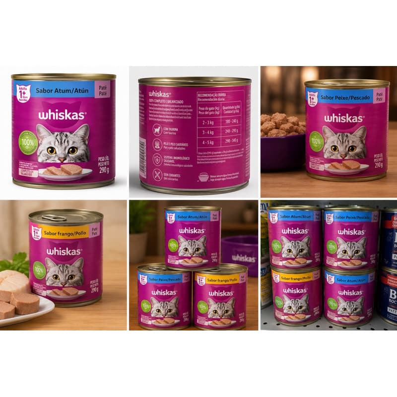 KIT 4 lata de Whiskas Sachê/Lata Patê para Gatos Adultos 290g