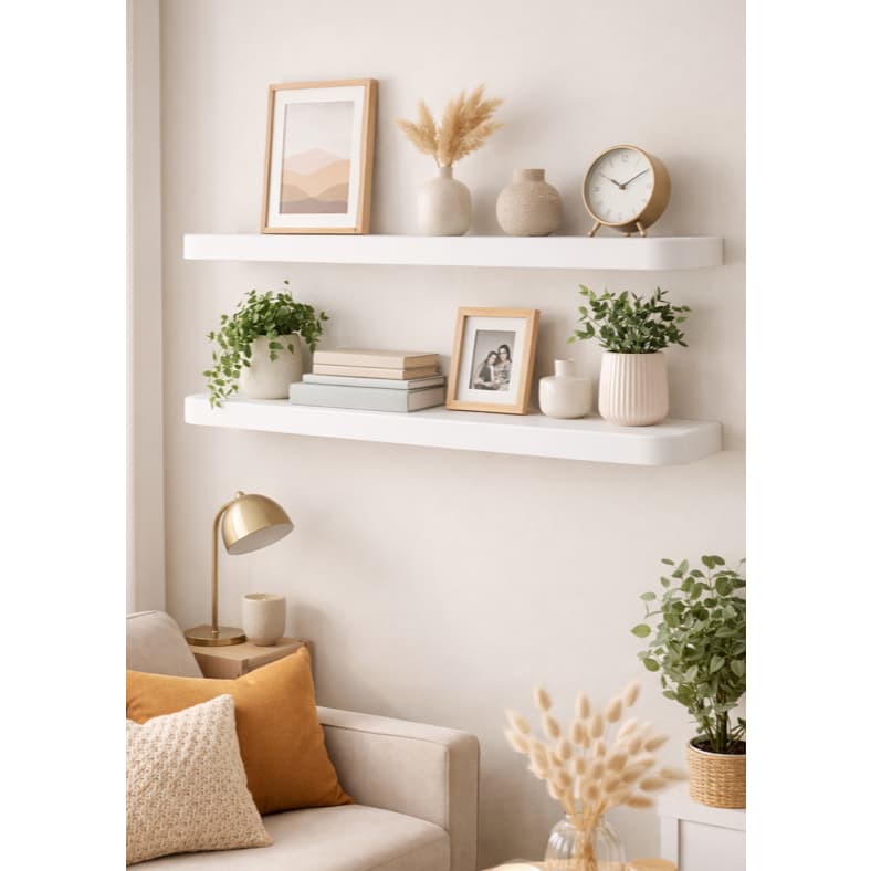 Prateleira Arredondada Ana MDF 80x25 MDF BRANCO - TEMOS VARIAS CORES - Suporte Invisível - FAZEMOS OUTRAS MEDIDAS.