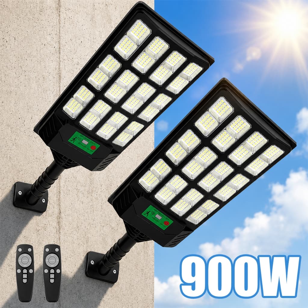 Kit 2 Luminária Solar Externa 900W/800W/700W/600W Potente com Controle