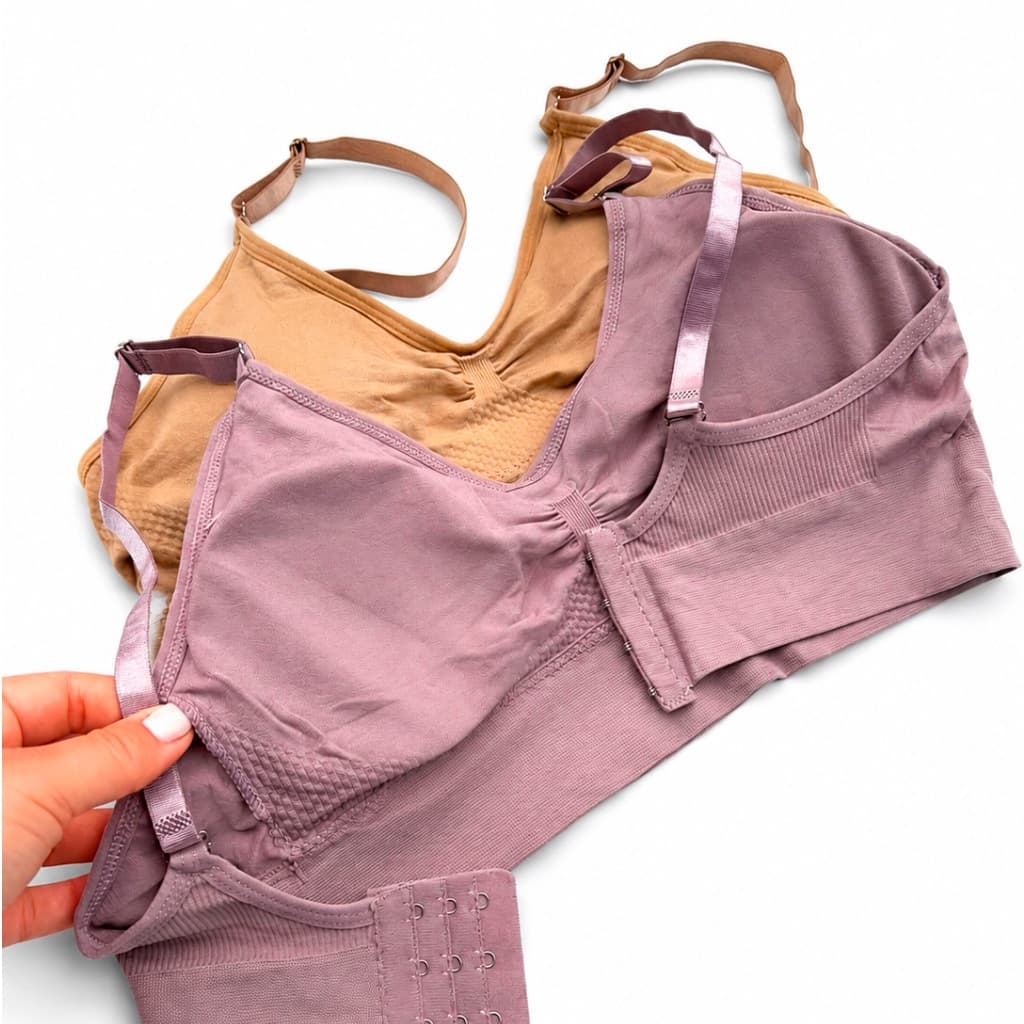 Kit com 2 Tops Sutiã Feminino Sem Costura Alça Fina Canelado com Bojo Removível