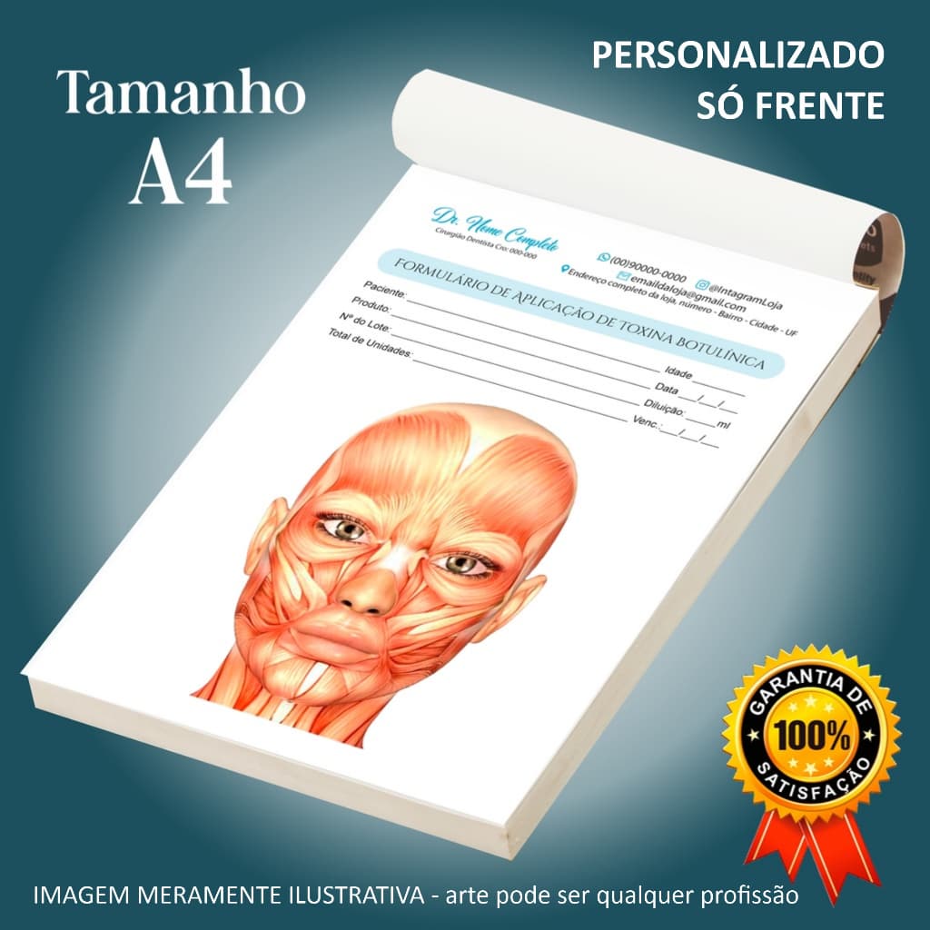 Bloco Receituário, A4 (21x29,7cm) Personalizado 50/100 folhas qualquer profissão