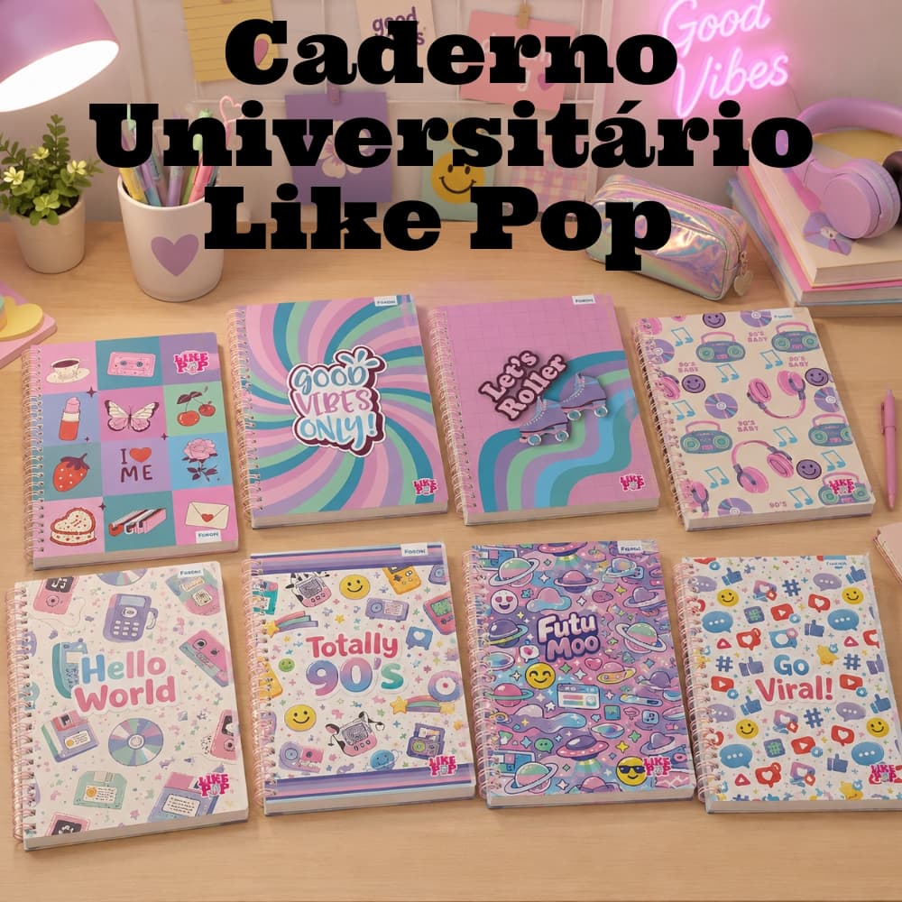 CADERNO CAPA DURA UNIVERSITARIO ESPIRAL LIKE POP
