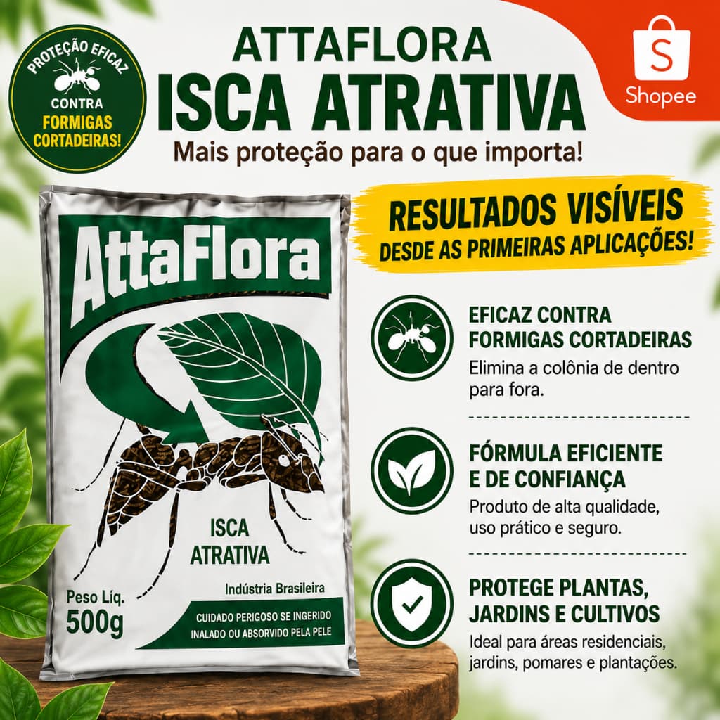 Isca Granulado Eficaz pra Controle d Formigas Cortadeira  Fácil Aplicação em Jardim Horta Quintal