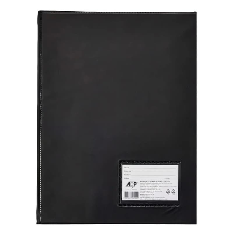 Pasta Catálogo com 100 Envelopes Plásticos e 4 Colchetes Preta ACP