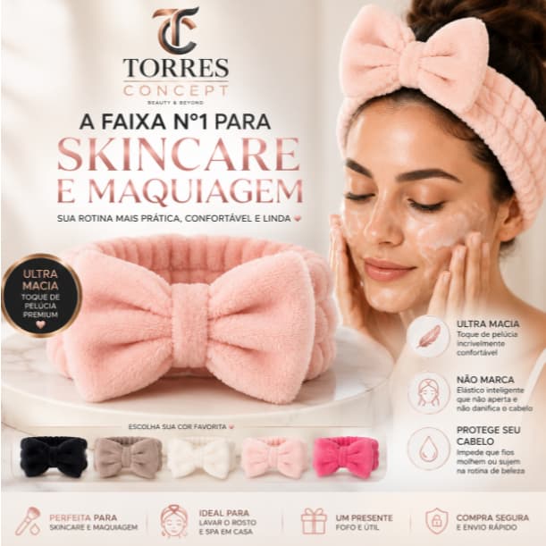Faixa De Cabelo Skincare Maquiagem Tiara Pelúcia Com Laço Faixinha Para Lavar O Rosto Limpeza Facial
