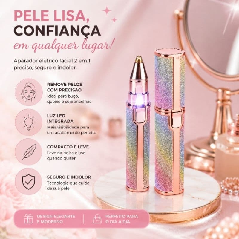 Removedor Pelos Faciais Sem Dor 2 Em 1 Recarregavel Premium