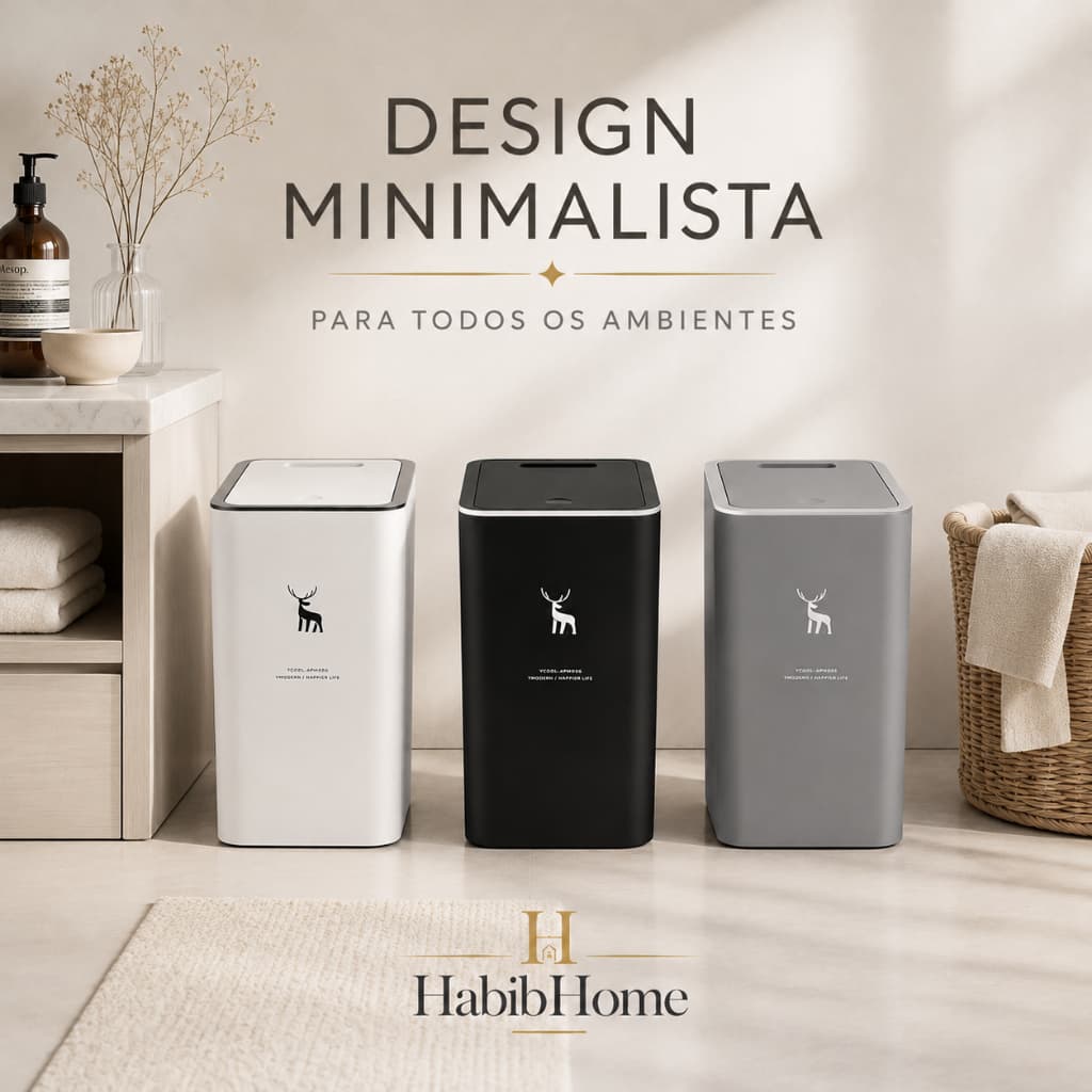 Lixeira Elegante com Tampa Click 15L – Design Moderno e Alta Durabilidade Envio Imediato