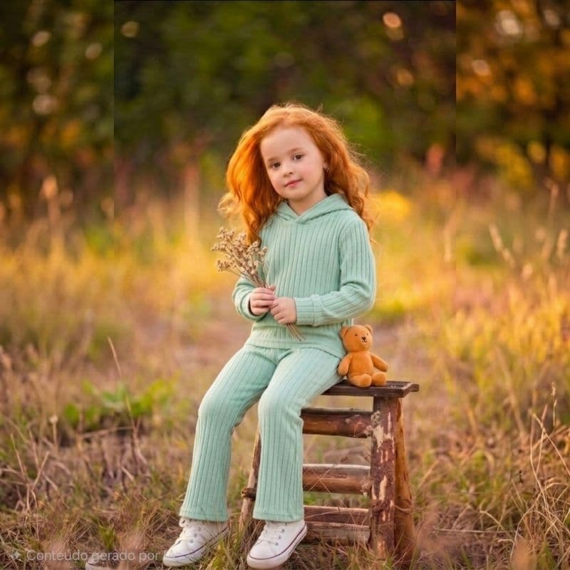 Conjunto Infantil e juvenil quentinho Inverno Frio Calça e Blusa Canelado (Tam 4 ao 12) térmico peluciado
