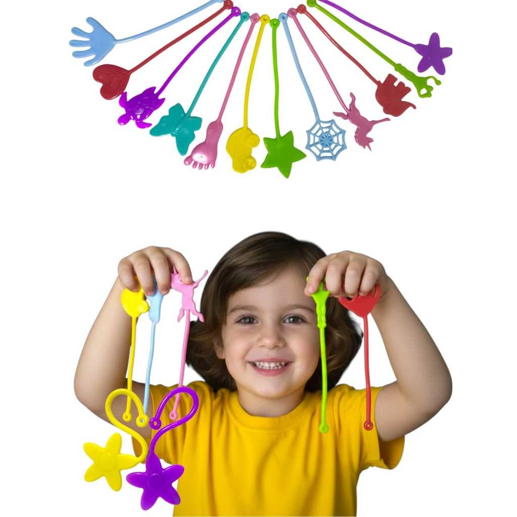 KIT 20 Geleca Gruda Lembrancinha Festa Infantil Brinquedo Colorido Gruda na Parede e Vidro Estica