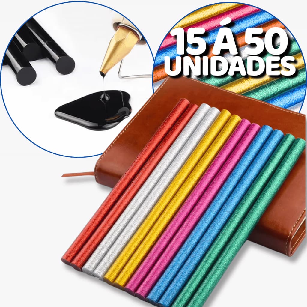 50 Bastão De Cola Quente Com Glitter Refil Colorido Preto Artesanato Decoração 10cmx7mm