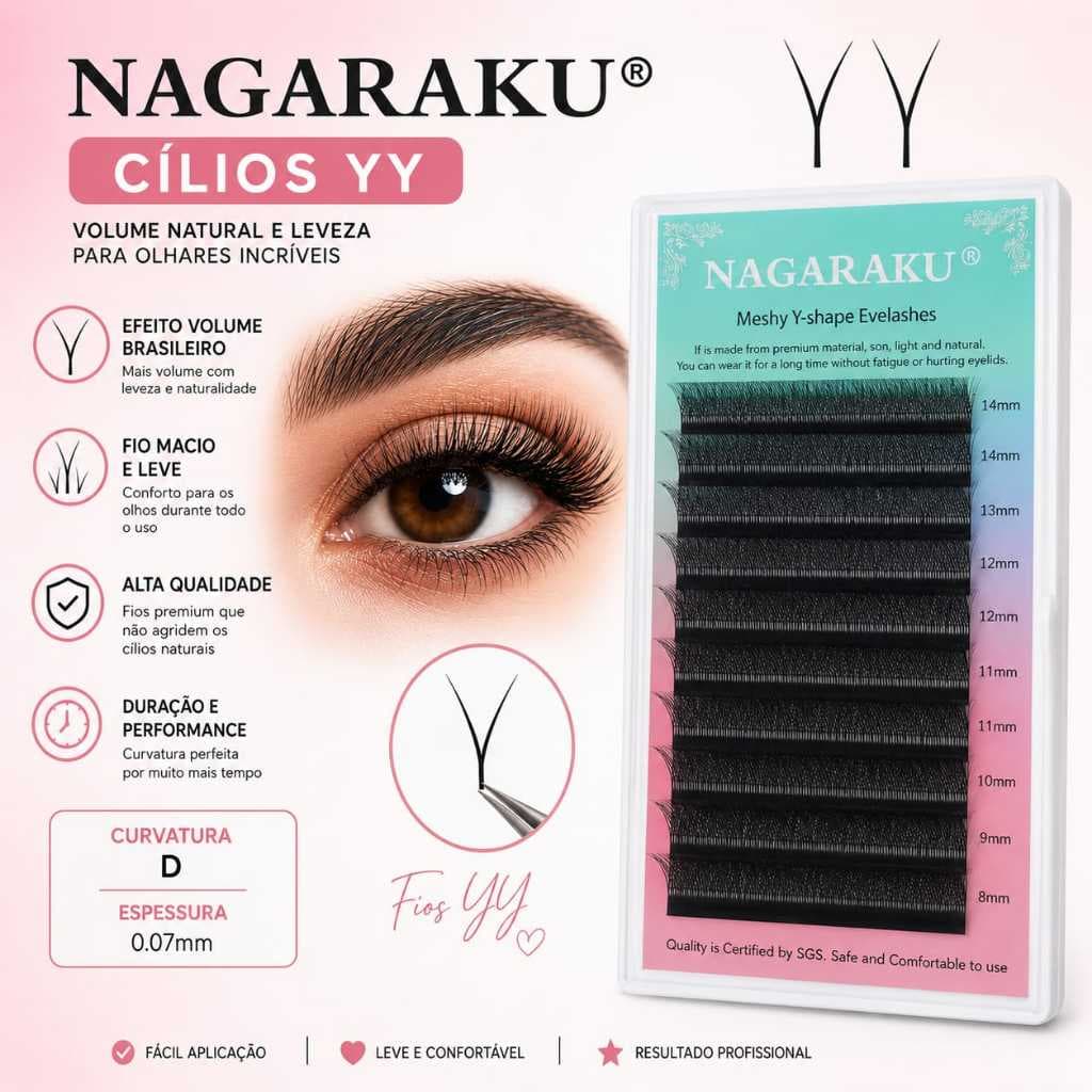 Nagaraku YY Extensão De Cílios Volume Brasileiro Fio a Fio Espessura 0.07mm Curvatura D
