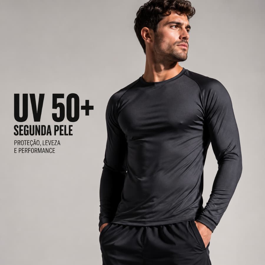 Camisa Térmica Plus Size P ao G4  UV 50+ Masculina Unissex Corrida Esporte Segunda Pele Motoboy
