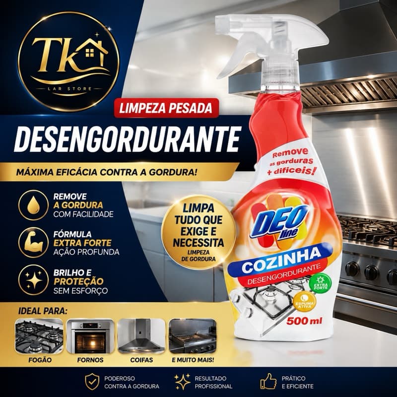 Desengordurante De Cozinha Alto Poder Remoção Espuma Ativa Deoline