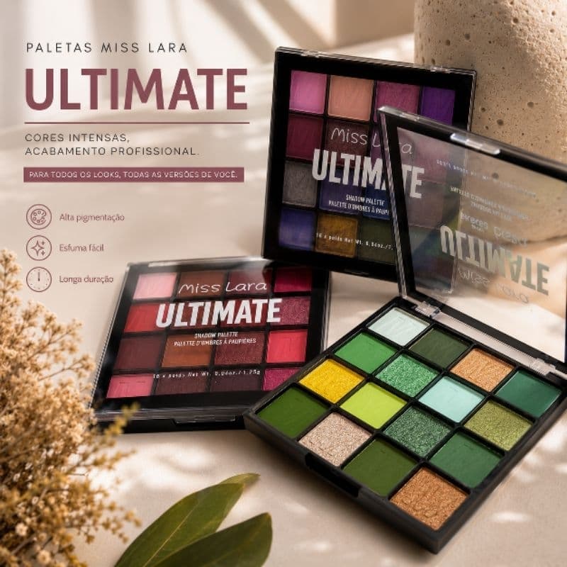 Paleta De Sombras Ultimate Miss Lara 16 Cores Alta Pigmentação
