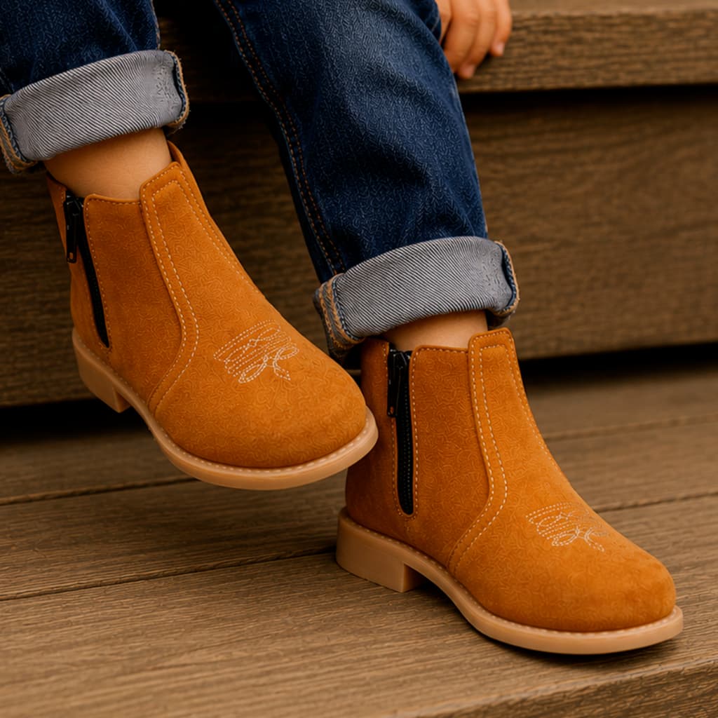 Botina Infantil Menino Bota Couro Agro Roça Country Texana