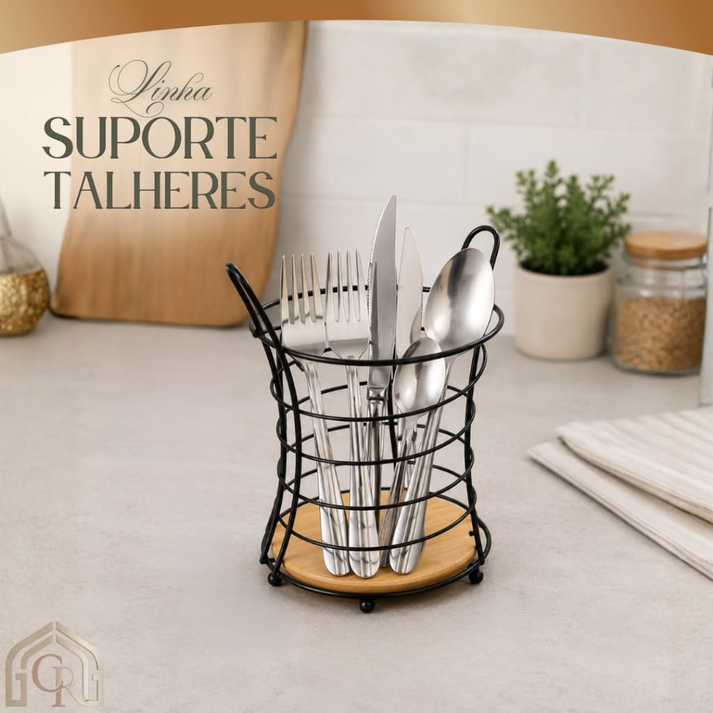 Suporte Organizador Talheres Aramado Ecowood 18,5 cm Design Moderno Resistente