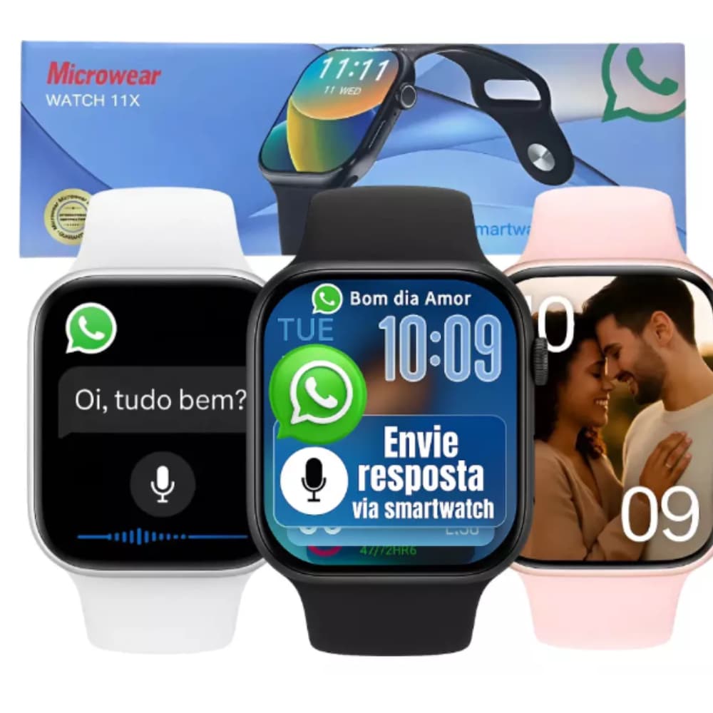 Smartwatch Microwear W11X  Relógio Inteligente 46mm Bluetooth Chamadas WhatsApp Notificações