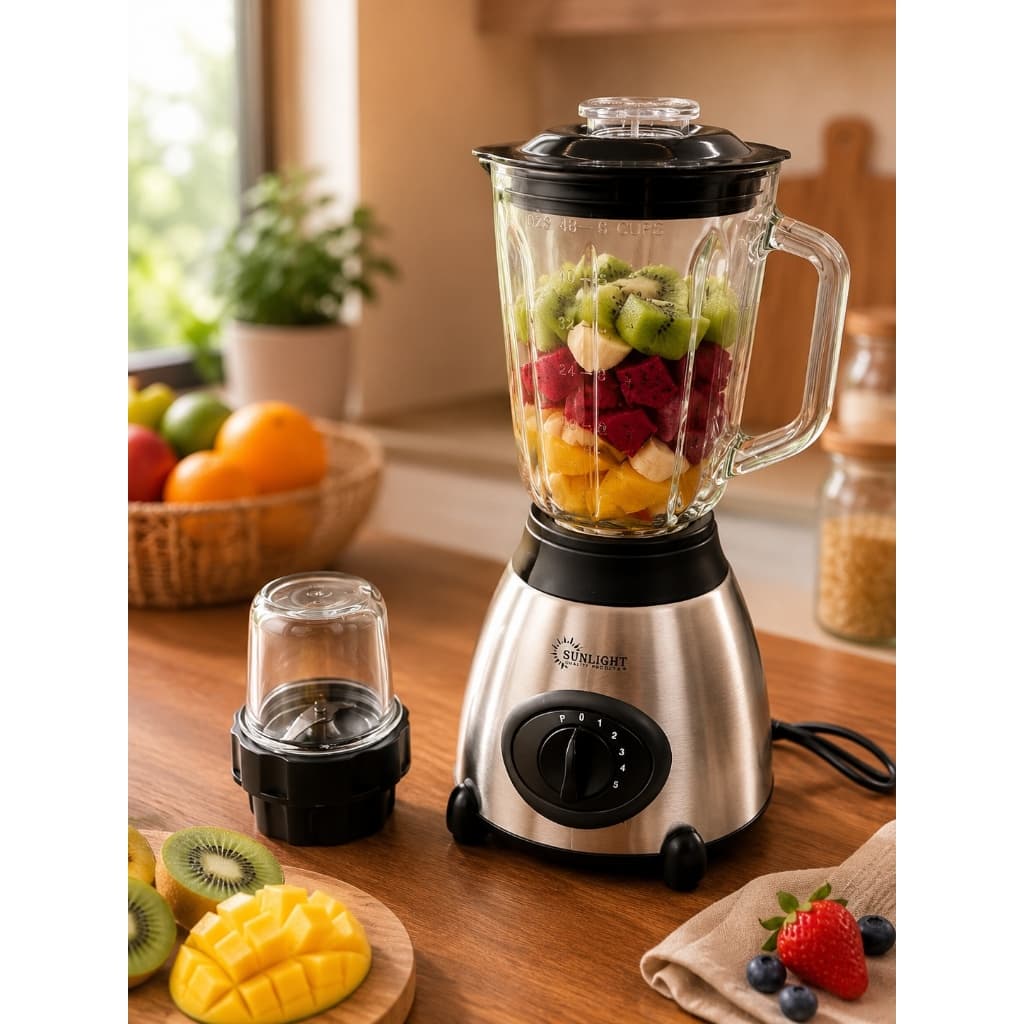 Liquidificador Sunlight 10001 2 em 1 1500W Copo de Vidro 1,5L com Moedor 220V