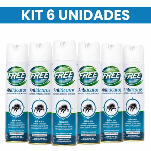 Kit 6 Anti Ácaro Free Inset Original 300ml Inseticida