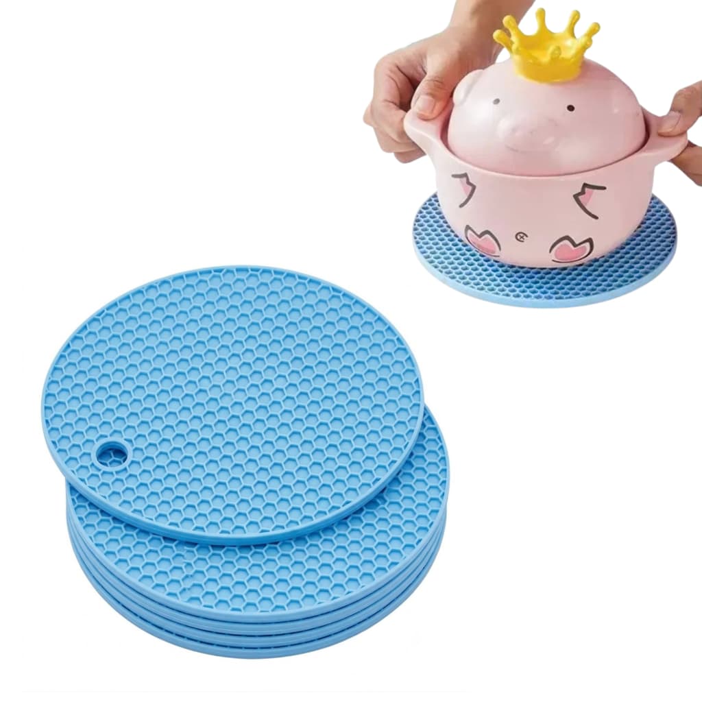 Kit 4 Descansos de Panela de Silicone Antiderrapante Resistente Alta Temperatura