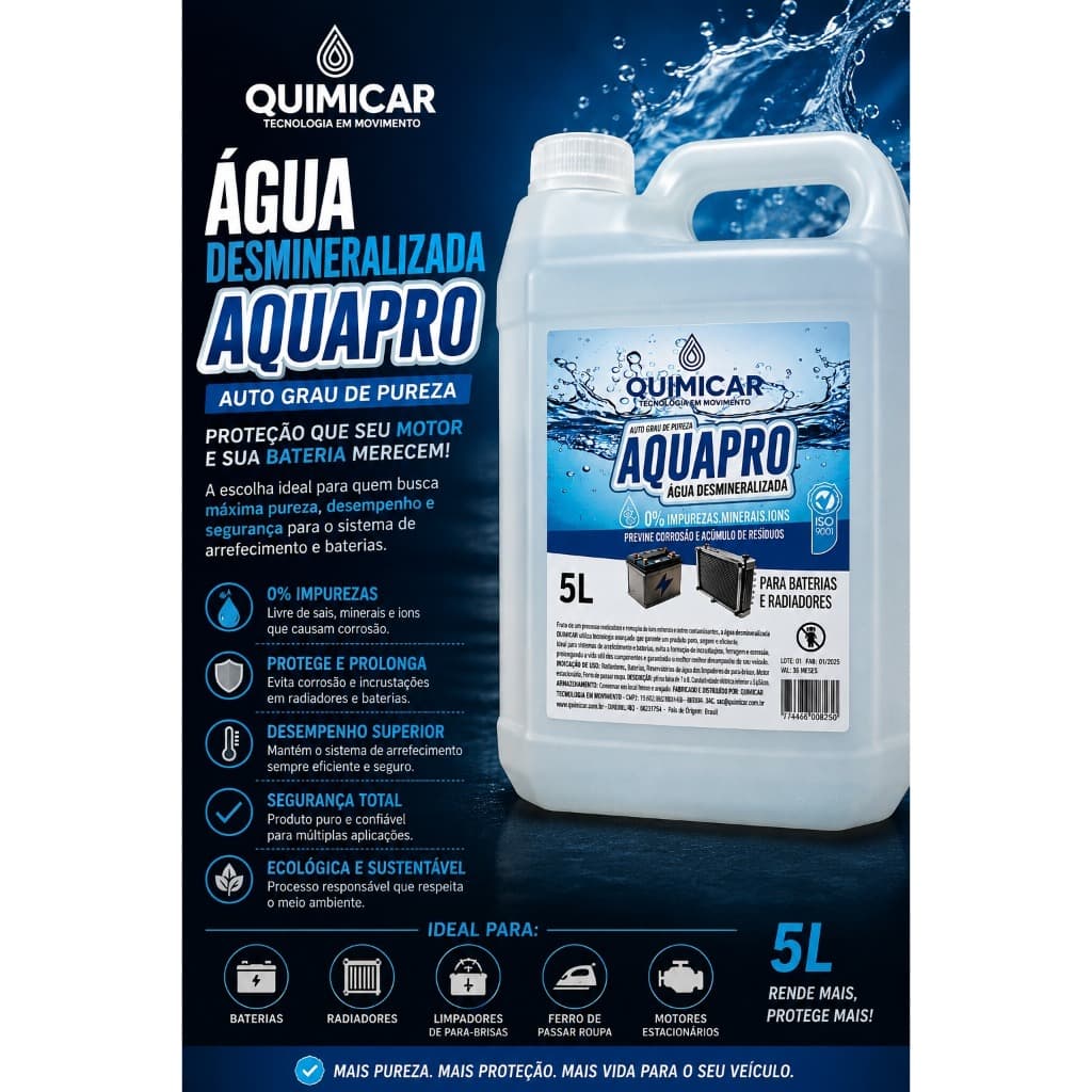 água desmineralizada da Quimicar
