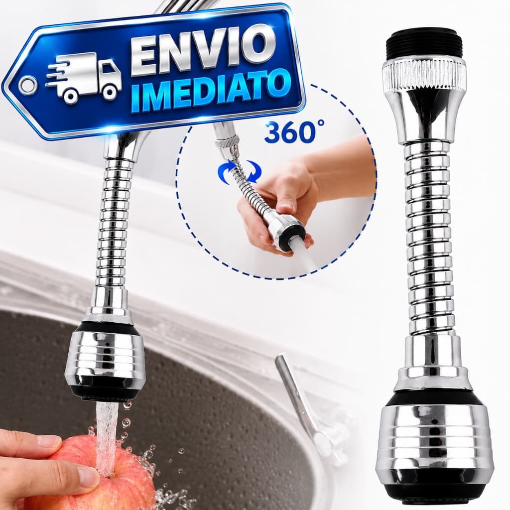 Kit 3/2/1 Extensor Flexível De Torneira de Agua Pia Cozinha Adaptador Giro 360° Arejador Aço Inox