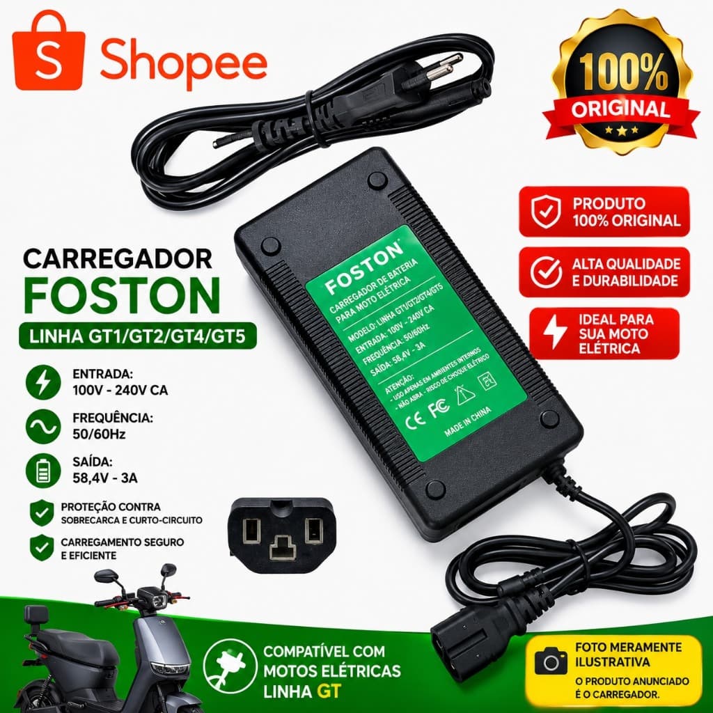Carregador Para Moto Elétrica Foston X13 Max X13ex X14 X15 Original