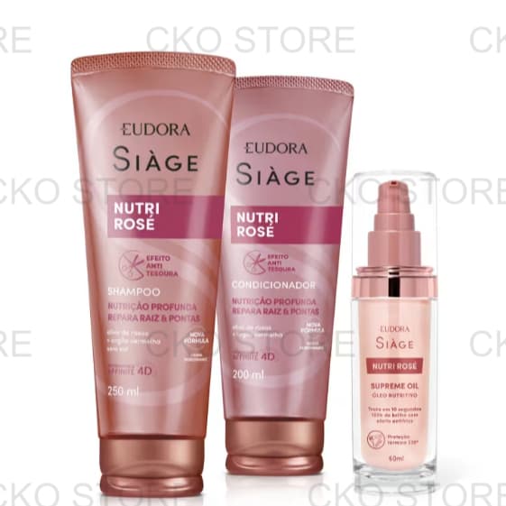 EUDORA KIT Siàge Nutri Rosé: Shampoo 250ml + Condicionador 200ml + Supreme Oil 60ml