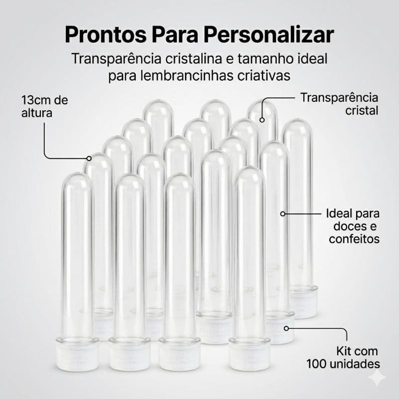 20 Tubete Acrilico Lembrancinha Festa 13cm