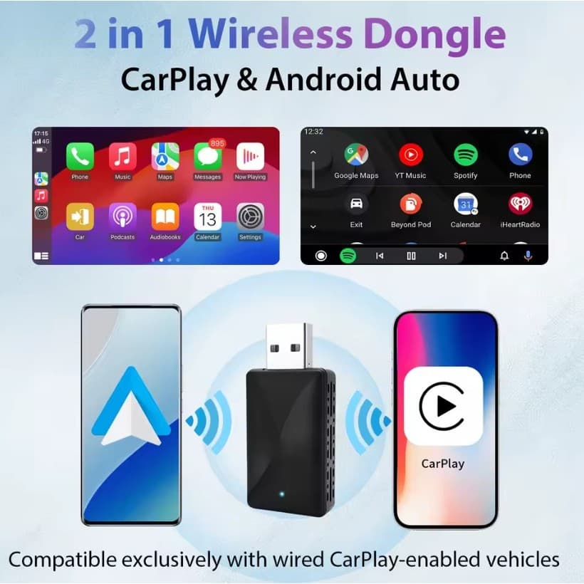 Adaptador Multimidia Carplay Android Auto universal sem fio