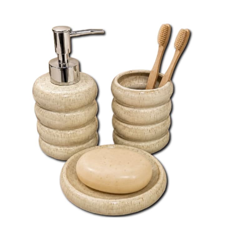 Kit Jogo Banheiro Lavabo Saboneteira Porcelana Luxo Tuut