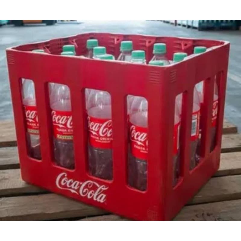 Caixa Completa Coca Cola Retornável 2 Litros com 12 Cascos Vazios Inclusos| Garrafeira| Organizadora| Colmeia| Engradado