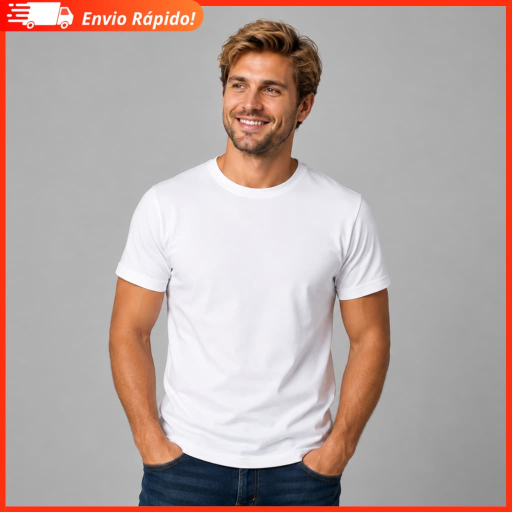 Camiseta Branca 100% Poliéster Premium Malha Fria Sublimação