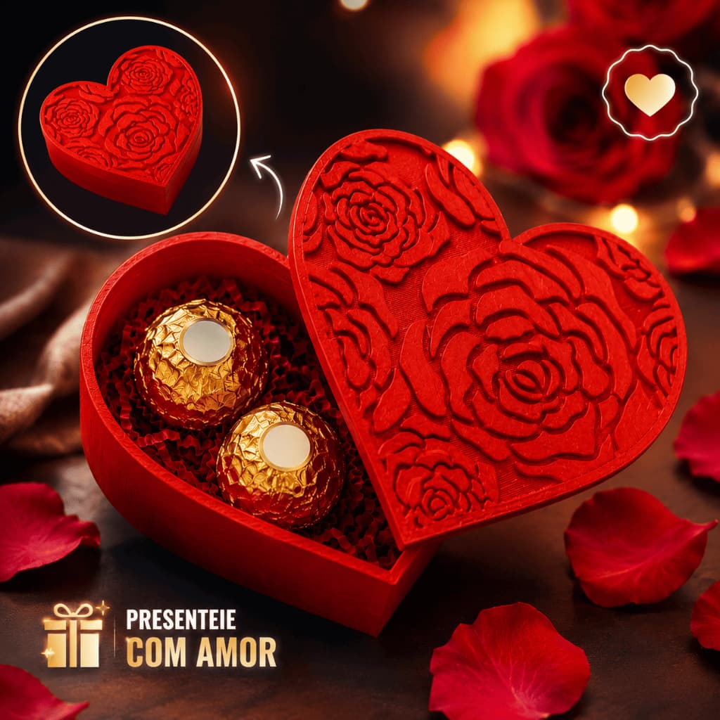 Caixa de presente namorado namorada aniversário com ferrero rocher coração