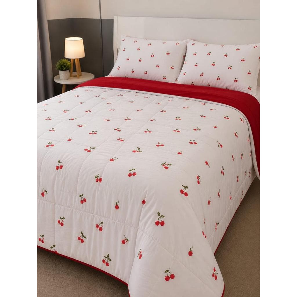 Edredom Queen Percal 180 Fios Dupla Face – Estampa Cerejinha