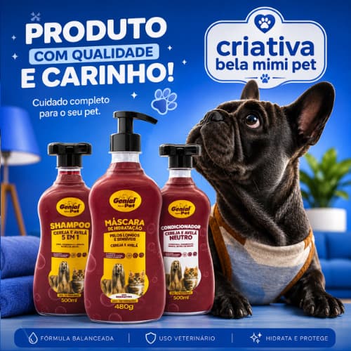 Kit Shampoo 5 em 1, Máscara de Hidratação, Condicionador e Colônia Cereja & Avelã para Cães e Gatos